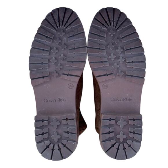 Chelsea Boot Calvin Klein 'Greg' Suede Size 9M Cognac Brown Lug sole tall - Picture 10 of 10